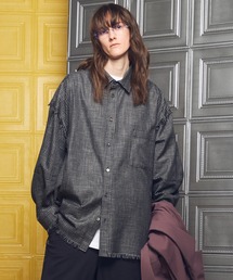 MAISON SPECIAL | 《UNISEX》【Italian Dead Stock Fabric】Prime-Over Regular Collar Cut-off Shirt/【イタリアンデッドストックファブリック】プライムオーバーレギュラーカラーカットオフシャツ【MAISON SPECIAL/メゾンスペシャル】(シャツ/ブラウス)