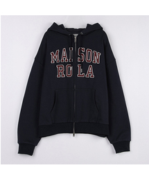 PATCHWORK CAMPUS HOOD ZIP-UP NAVY