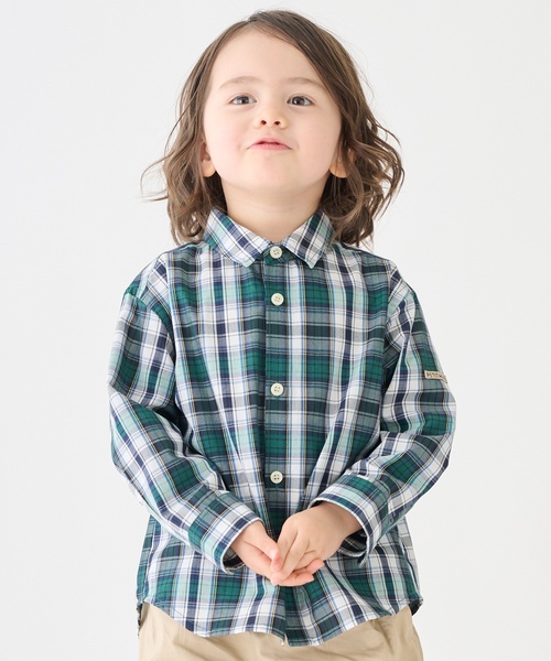 petit main（プティマイン）の「【リンク】アソート柄長袖シャツ（シャツ/ブラウス・キッズ・オフホワイト/ライトブルー/グリーン・80ｃｍ/120cm/130cm/110cm/90cm/100cm）」の3枚目の写真