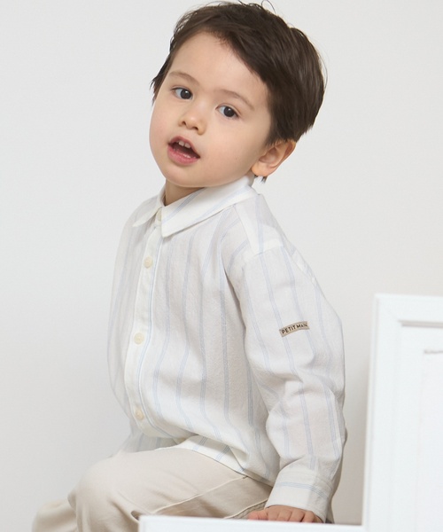 petit main（プティマイン）の「【リンク】アソート柄長袖シャツ（シャツ/ブラウス・キッズ・オフホワイト/ライトブルー/グリーン・80ｃｍ/120cm/130cm/110cm/90cm/100cm）」の19枚目の写真