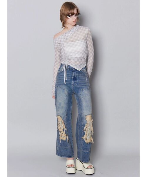 EMODA（エモダ）の「アシンメトリーオフショルダートップ（Tシャツ/カットソー・レディース・ベージュ/アイボリー/ブラック・FREE）」の18枚目の写真