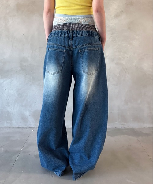 sedacle girl(セダクルガール)の「チェックレイヤードデニム(デニムパンツ・レディース・ライトインディゴブルー/ブラック・MEDIUM/SMALL)」の19枚目の写真