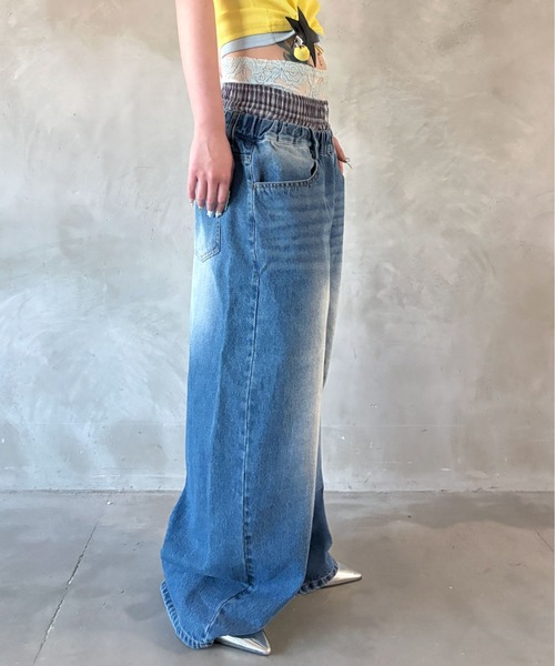 sedacle girl(セダクルガール)の「チェックレイヤードデニム(デニムパンツ・レディース・ライトインディゴブルー/ブラック・MEDIUM/SMALL)」の18枚目の写真