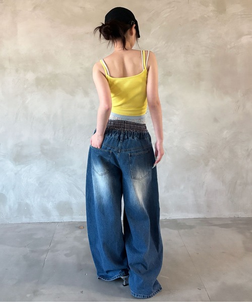 sedacle girl(セダクルガール)の「チェックレイヤードデニム(デニムパンツ・レディース・ライトインディゴブルー/ブラック・MEDIUM/SMALL)」の20枚目の写真