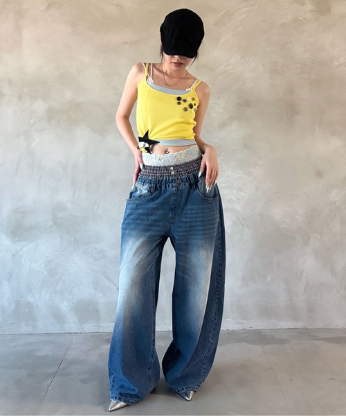 sedacle girl(セダクルガール)の「チェックレイヤードデニム(デニムパンツ・レディース・ライトインディゴブルー/ブラック・MEDIUM/SMALL)」の21枚目の写真