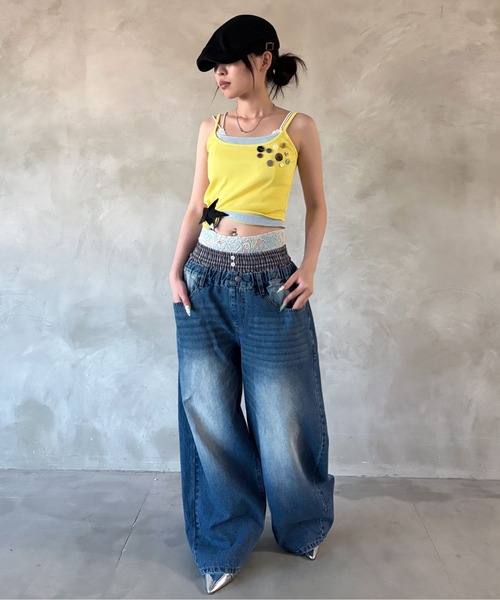 sedacle girl(セダクルガール)の「チェックレイヤードデニム(デニムパンツ・レディース・ライトインディゴブルー/ブラック・MEDIUM/SMALL)」の22枚目の写真