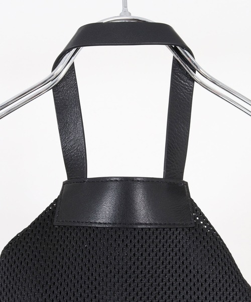 ADAM PATEK(アダムパテック)の「mko13447-Leather trimmed mesh drawstring bag ナップサック(AP2619011)(バックパック/リュック・メンズ・ブラック・FREE)」の10枚目の写真