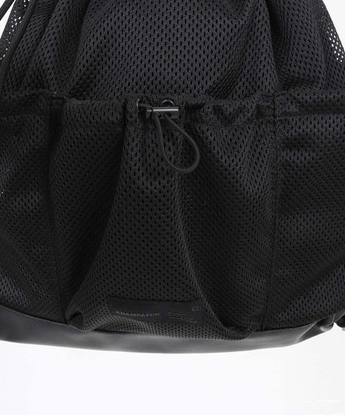 ADAM PATEK(アダムパテック)の「mko13447-Leather trimmed mesh drawstring bag ナップサック(AP2619011)(バックパック/リュック・メンズ・ブラック・FREE)」の11枚目の写真