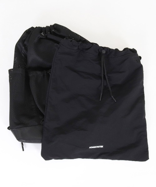 ADAM PATEK(アダムパテック)の「mko13447-Leather trimmed mesh drawstring bag ナップサック(AP2619011)(バックパック/リュック・メンズ・ブラック・FREE)」の18枚目の写真