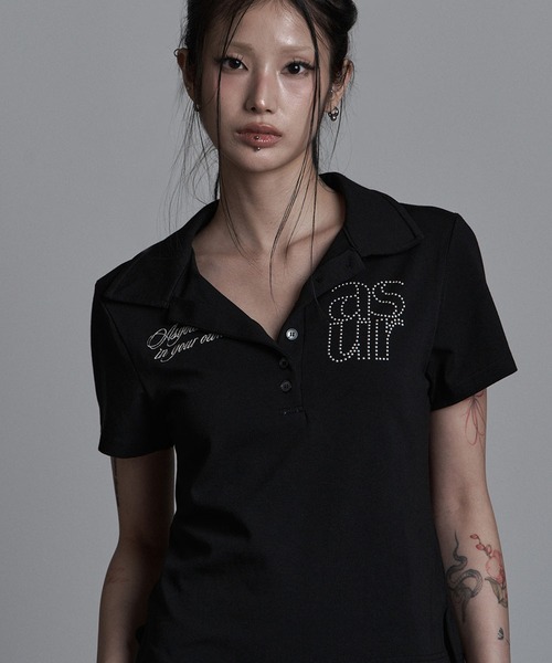 as you are(アズユーアー)の「◇ASYOUARE◇ベーシック ホットフィックス カラー Tシャツ BASIC HOTFIX COLLAR T-SHIRT(ポロシャツ・レディース・ブラック/ホワイト・S)」の5枚目の写真