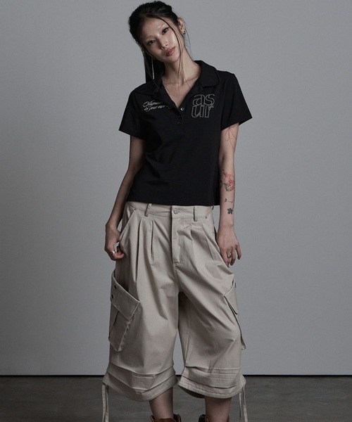 as you are(アズユーアー)の「◇ASYOUARE◇ベーシック ホットフィックス カラー Tシャツ BASIC HOTFIX COLLAR T-SHIRT(ポロシャツ・レディース・ブラック/ホワイト・S)」の9枚目の写真