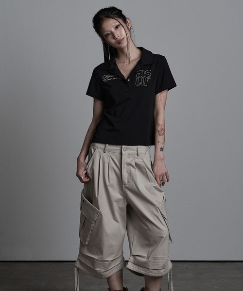 as you are(アズユーアー)の「◇ASYOUARE◇ベーシック ホットフィックス カラー Tシャツ BASIC HOTFIX COLLAR T-SHIRT(ポロシャツ・レディース・ブラック/ホワイト・S)」の10枚目の写真
