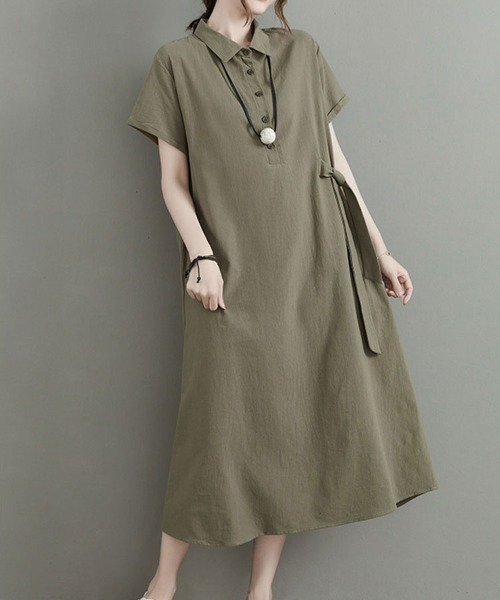 SallyLunn(サリーラン)の「ウエストリボン シャツロングワンピース(シャツワンピース・レディース・ブラック・MEDIUM/LARGE)」の15枚目の写真