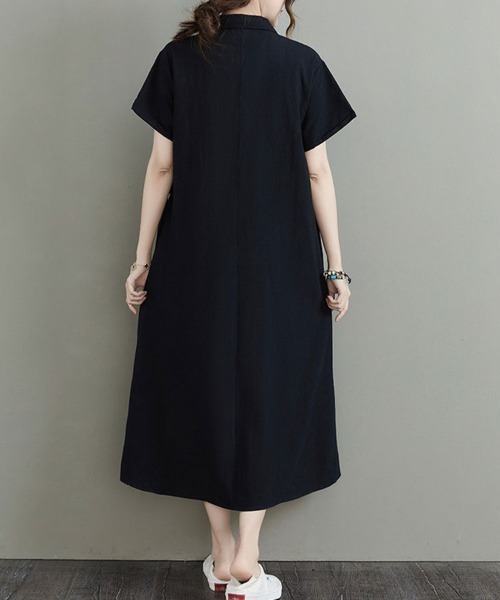 SallyLunn(サリーラン)の「ウエストリボン シャツロングワンピース(シャツワンピース・レディース・ブラック・MEDIUM/LARGE)」の8枚目の写真