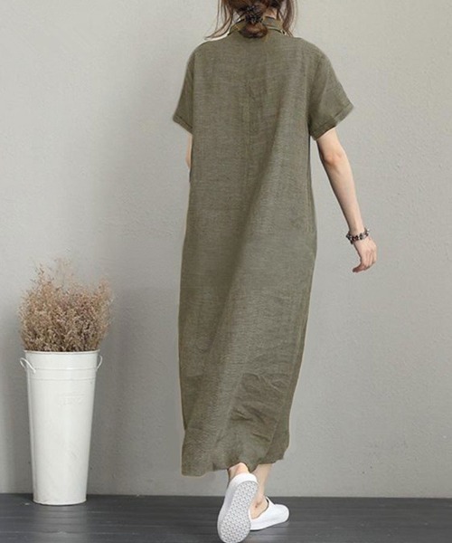SallyLunn(サリーラン)の「ウエストリボン シャツロングワンピース(シャツワンピース・レディース・ブラック・MEDIUM/LARGE)」の14枚目の写真