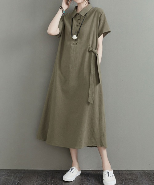 SallyLunn(サリーラン)の「ウエストリボン シャツロングワンピース(シャツワンピース・レディース・ブラック・MEDIUM/LARGE)」の13枚目の写真