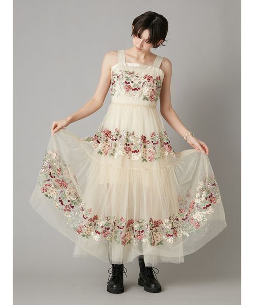 LILY BROWN（リリーブラウン）の「【LILY BROWN×KEITA MARUYAMA】エンブロイダリーチュールドレス（ドレス・レディース・ネイビー/クリーム・F）」の7枚目の写真