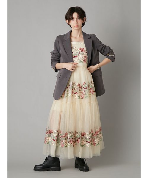 LILY BROWN（リリーブラウン）の「【LILY BROWN×KEITA MARUYAMA】エンブロイダリーチュールドレス（ドレス・レディース・ネイビー/クリーム・F）」の8枚目の写真