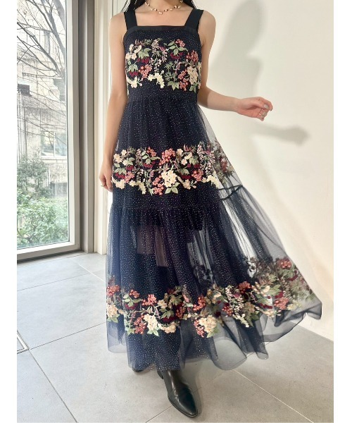 LILY BROWN（リリーブラウン）の「【LILY BROWN×KEITA MARUYAMA】エンブロイダリーチュールドレス（ドレス・レディース・ネイビー/クリーム・F）」の14枚目の写真