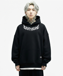 EIGHTVOLUME（エイトボリューム）の「EVネックロゴ3段裏毛オーバーサイズフードパーカー（ブラック）（パーカー）」