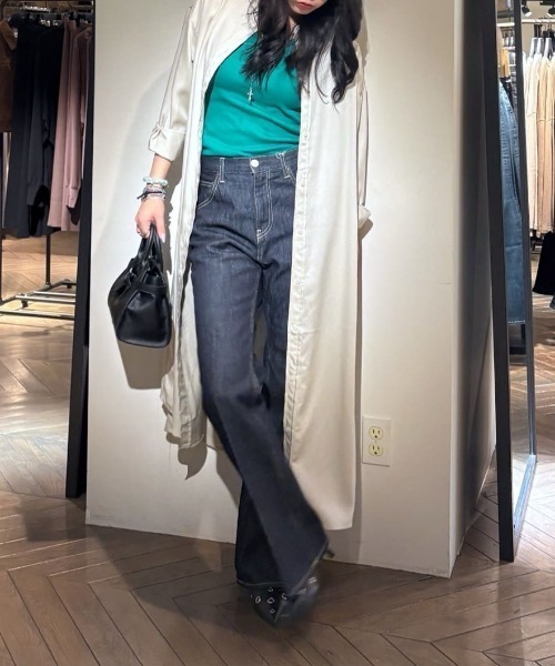 AZUL by moussy(アズールバイマウジー)の「【セットアップ対応】【身長/骨格別着用画像あり】セルロースロングシャツワンピース 春服 夏服 秋服 ロングワンピース 無地 羽織 長袖(シャツワンピース・レディース・ネイビー/グレイッシュベージュ・SMALL/MEDIUM)」の22枚目の写真
