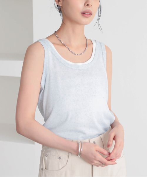 for/c(フォーシー)の「MIXカラー2枚セットタンクトップ【サスティナブル】(Tシャツ/カットソー・レディース・グレー×ホワイト/ホワイト×ブルー/ホワイト×ピンク・M/L)」の2枚目の写真