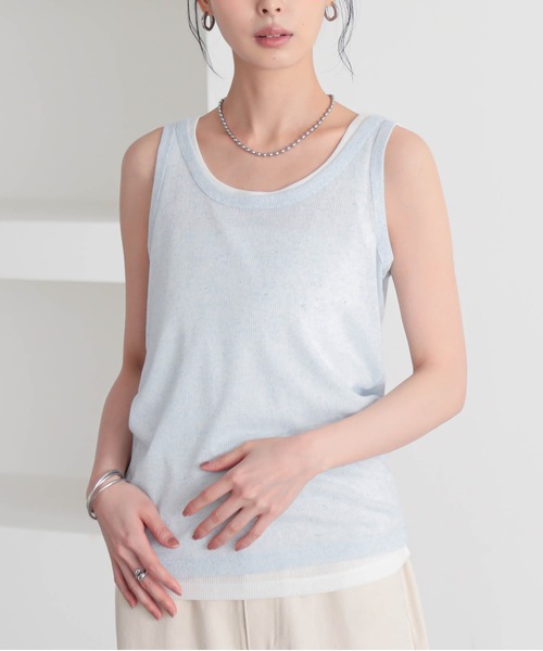 for/c(フォーシー)の「MIXカラー2枚セットタンクトップ【サスティナブル】(Tシャツ/カットソー・レディース・グレー×ホワイト/ホワイト×ブルー/ホワイト×ピンク・M/L)」の17枚目の写真
