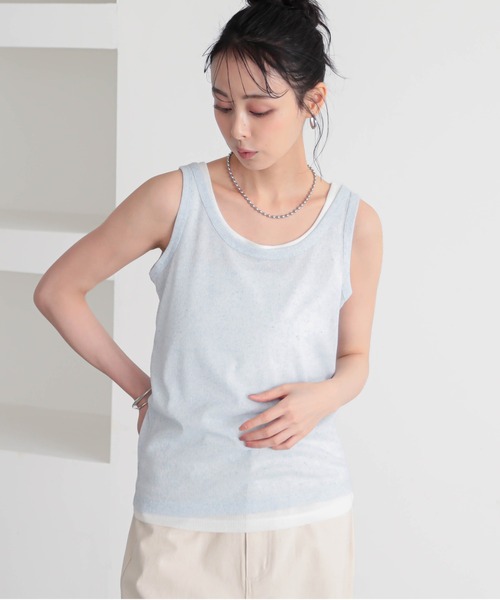 for/c(フォーシー)の「MIXカラー2枚セットタンクトップ【サスティナブル】(Tシャツ/カットソー・レディース・グレー×ホワイト/ホワイト×ブルー/ホワイト×ピンク・M/L)」の12枚目の写真