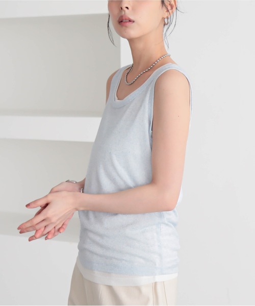 for/c(フォーシー)の「MIXカラー2枚セットタンクトップ【サスティナブル】(Tシャツ/カットソー・レディース・グレー×ホワイト/ホワイト×ブルー/ホワイト×ピンク・M/L)」の13枚目の写真