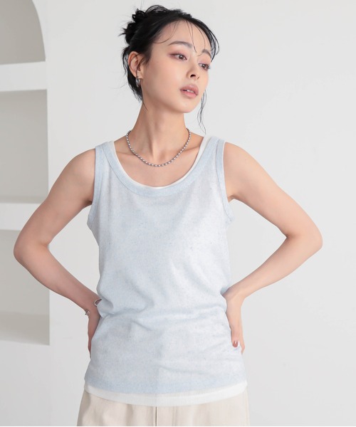 for/c(フォーシー)の「MIXカラー2枚セットタンクトップ【サスティナブル】(Tシャツ/カットソー・レディース・グレー×ホワイト/ホワイト×ブルー/ホワイト×ピンク・M/L)」の11枚目の写真