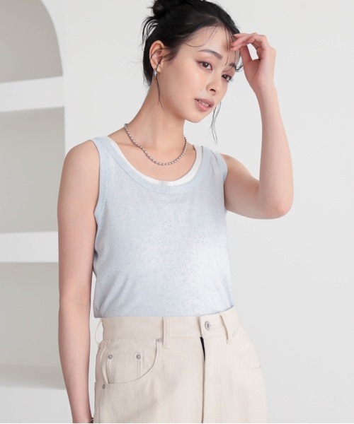 for/c(フォーシー)の「MIXカラー2枚セットタンクトップ【サスティナブル】(Tシャツ/カットソー・レディース・グレー×ホワイト/ホワイト×ブルー/ホワイト×ピンク・M/L)」の16枚目の写真