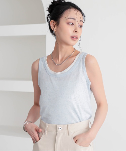 for/c(フォーシー)の「MIXカラー2枚セットタンクトップ【サスティナブル】(Tシャツ/カットソー・レディース・グレー×ホワイト/ホワイト×ブルー/ホワイト×ピンク・M/L)」の15枚目の写真