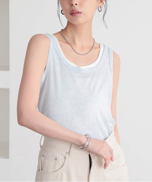 for/c(フォーシー)の「MIXカラー2枚セットタンクトップ【サスティナブル】(Tシャツ/カットソー・レディース・グレー×ホワイト/ホワイト×ブルー/ホワイト×ピンク・M/L)」の18枚目の写真