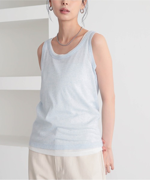 for/c(フォーシー)の「MIXカラー2枚セットタンクトップ【サスティナブル】(Tシャツ/カットソー・レディース・グレー×ホワイト/ホワイト×ブルー/ホワイト×ピンク・M/L)」の14枚目の写真