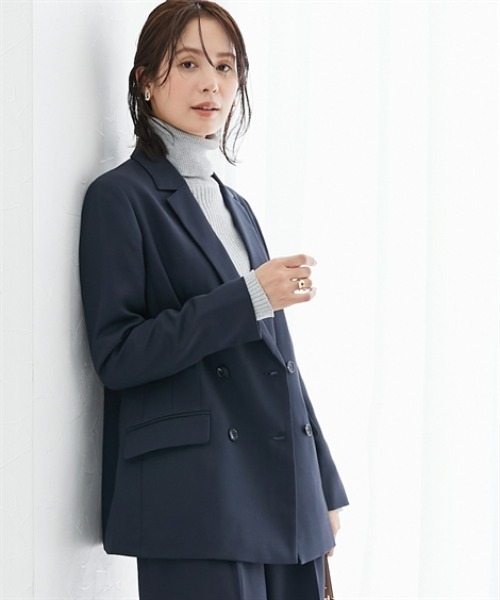 7days Life Styling（セブンデイズライフスタイリング）の「【洗濯機で洗える】3つ揃えスーツ（ジャケット＋ベスト＋ワイドパンツ）（スーツセット・レディース・ネイビー/グレー系・S/M/L/LL/3L）」の3枚目の写真