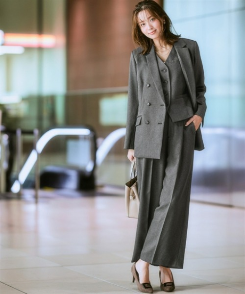 7days Life Styling（セブンデイズライフスタイリング）の「【洗濯機で洗える】3つ揃えスーツ（ジャケット＋ベスト＋ワイドパンツ）（スーツセット・レディース・ネイビー/グレー系・S/M/L/LL/3L）」の8枚目の写真
