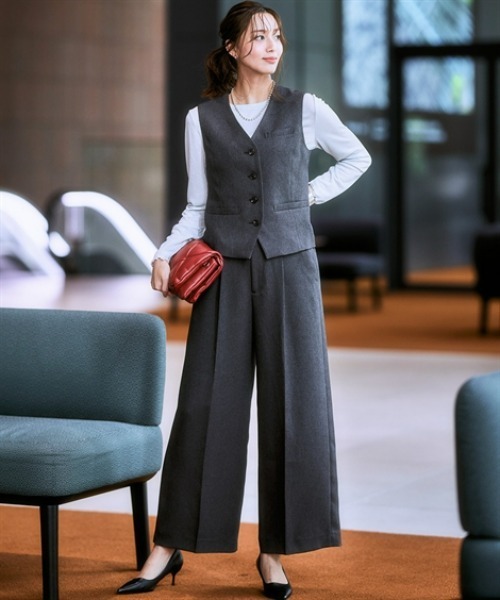 7days Life Styling（セブンデイズライフスタイリング）の「【洗濯機で洗える】3つ揃えスーツ（ジャケット＋ベスト＋ワイドパンツ）（スーツセット・レディース・ネイビー/グレー系・S/M/L/LL/3L）」の10枚目の写真