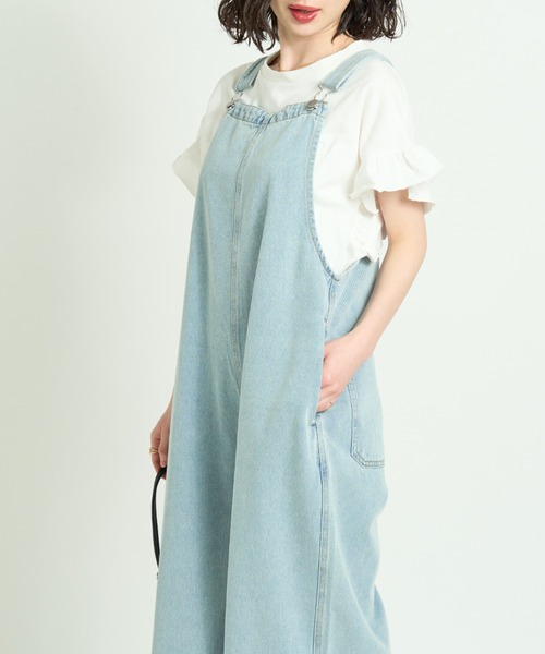 A.D.C.L.（エーディーシーエル）の「デニム ワイドシルエット オーバーオール（サロペット/オーバーオール・レディース・サックスブルー/ブルー・M/L）」の15枚目の写真