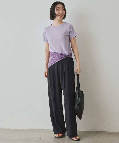 SLOBE IENA（スローブイエナ）の「《汗染み防止/接触冷感/吸水速乾/》PEストレッチイージースラックス（スラックス・レディース・ベージュ/ブラック・36/38）」の10枚目の写真