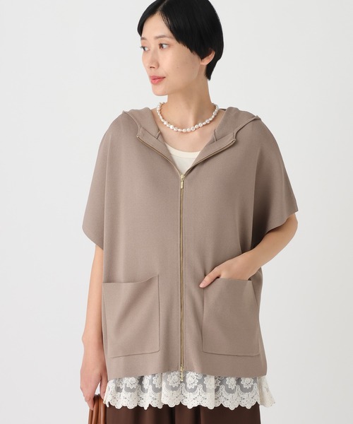 Elura（エルーラ）の「≪接触冷感≫冷感ポンチョニットジレ/664875（ベスト・レディース・ホワイト/ブラック/グレイッシュベージュ・FREE）」の13枚目の写真