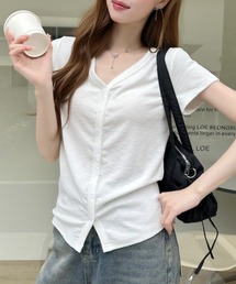 Vネックヘンリーデザイン 半袖Tシャツ