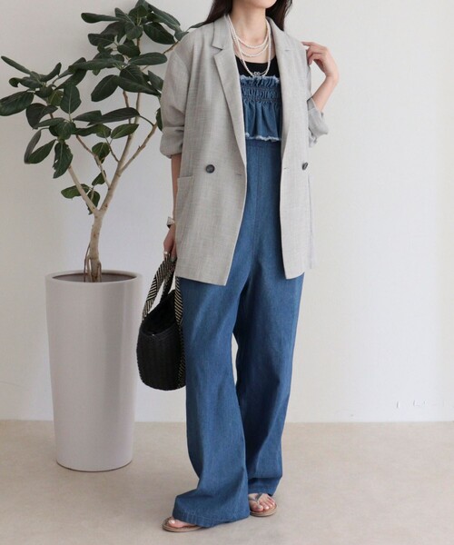 fredy emue(フレディエミュ)の「カラミテーラードジャケット(テーラードジャケット・レディース・ブラック/ライトグレー・38)」の3枚目の写真