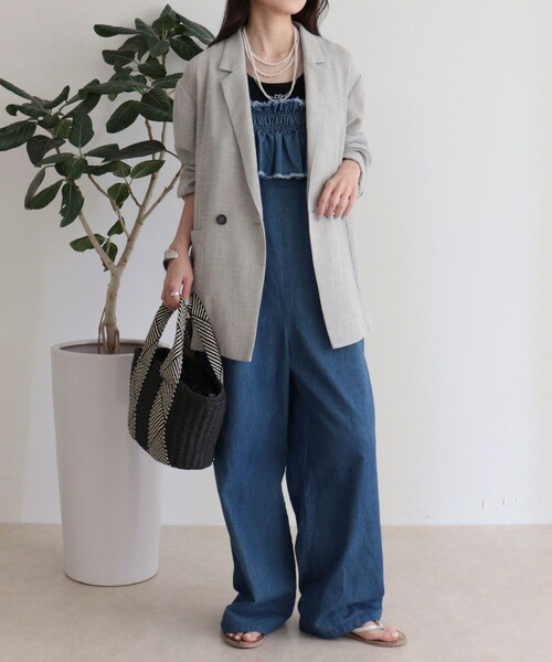 fredy emue(フレディエミュ)の「カラミテーラードジャケット(テーラードジャケット・レディース・ブラック/ライトグレー・38)」の4枚目の写真