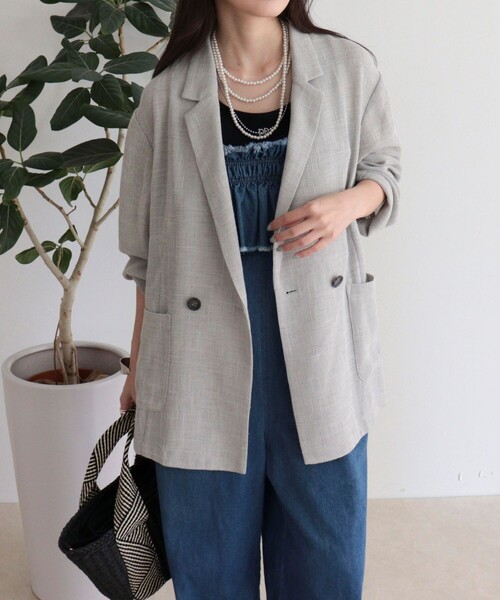 fredy emue(フレディエミュ)の「カラミテーラードジャケット(テーラードジャケット・レディース・ブラック/ライトグレー・38)」の7枚目の写真