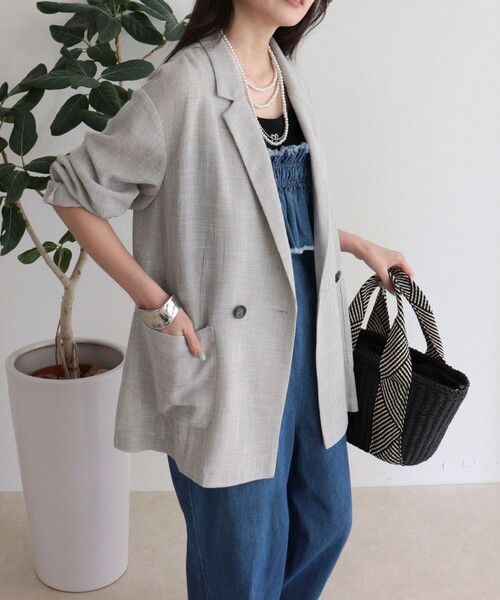 fredy emue(フレディエミュ)の「カラミテーラードジャケット(テーラードジャケット・レディース・ブラック/ライトグレー・38)」の8枚目の写真