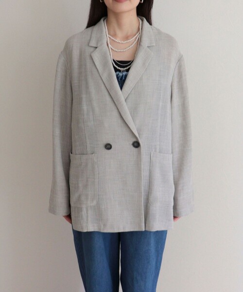 fredy emue(フレディエミュ)の「カラミテーラードジャケット(テーラードジャケット・レディース・ブラック/ライトグレー・38)」の12枚目の写真