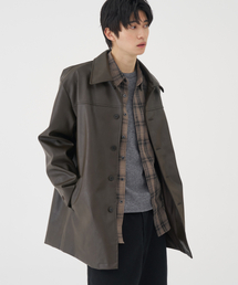 BASEMOMENT（ベースモーメント）の「アーティフィシャルレザー カコート アッシュブラウン（ライダースジャケット）」