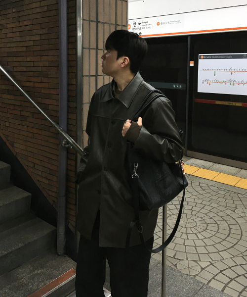 BASEMOMENT(ベースモーメント)の「アーティフィシャルレザー カコート アッシュブラウン(ライダースジャケット・メンズ・その他・M/L)」の10枚目の写真