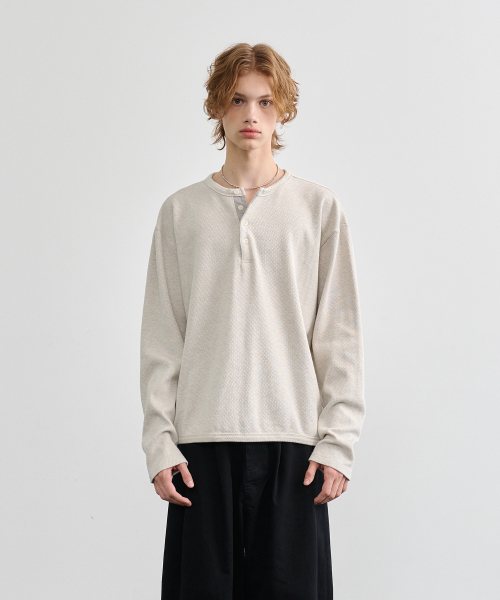 NOUN(ノウン)の「pique henley t-shirts (ivory)(Tシャツ/カットソー・メンズ・その他・1/2)」の1枚目の写真