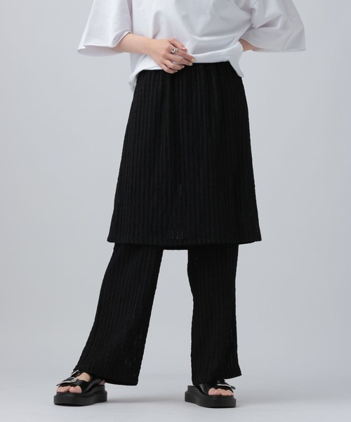 LEPSIM（レプシィム）の「レースドッキングパンツ　656644（その他パンツ・レディース・ブラック/オフホワイト・FREE）」の2枚目の写真